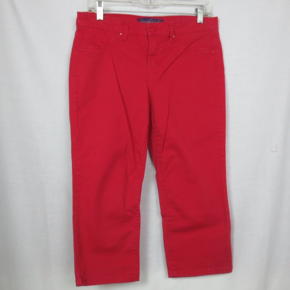 Gloria Vanderbilt Capri Jeans Red Classic Cotton Stretch Denim Reg Fit Size 8